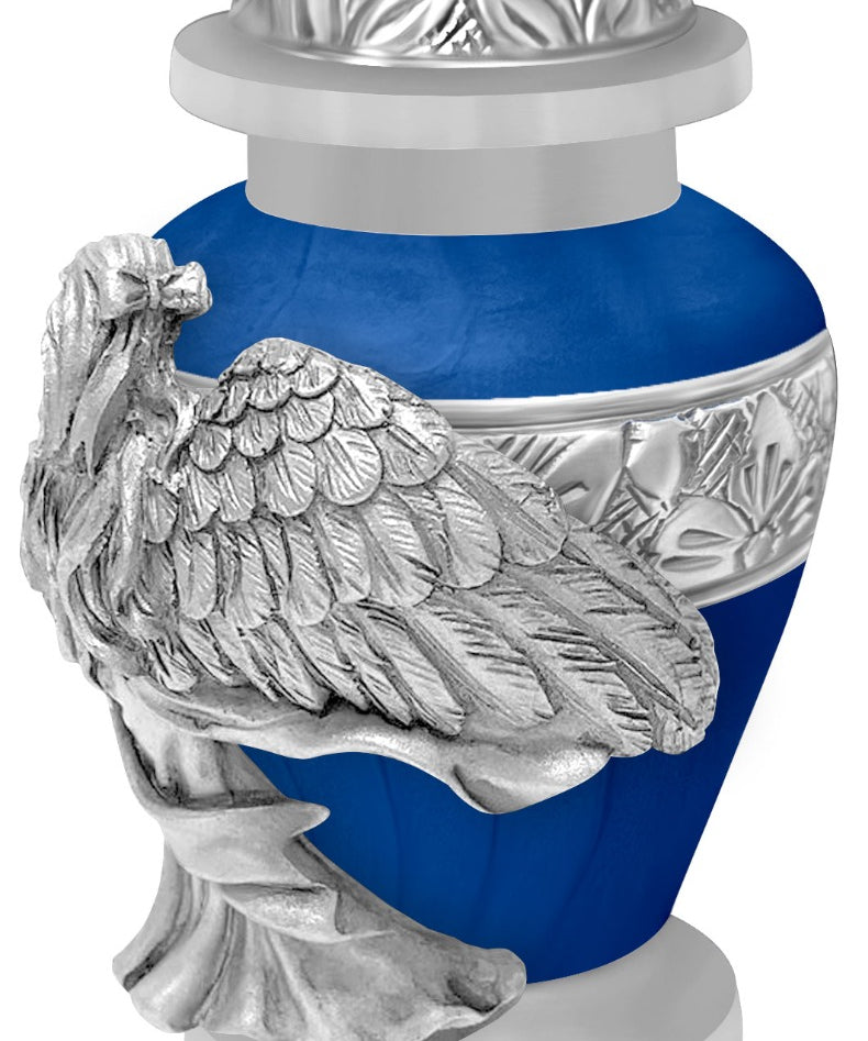 Wings of an Angel Blue Keepsake Urn - Engraving Option