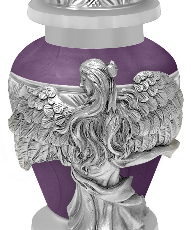 Wings of an Angel Purple Keepsake Urn - Engraving Option 