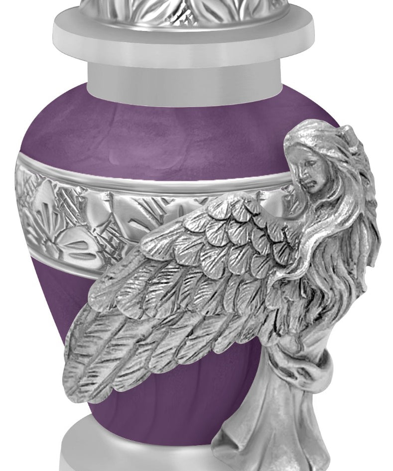 Wings of an Angel Purple Keepsake Urn - Engraving Option 