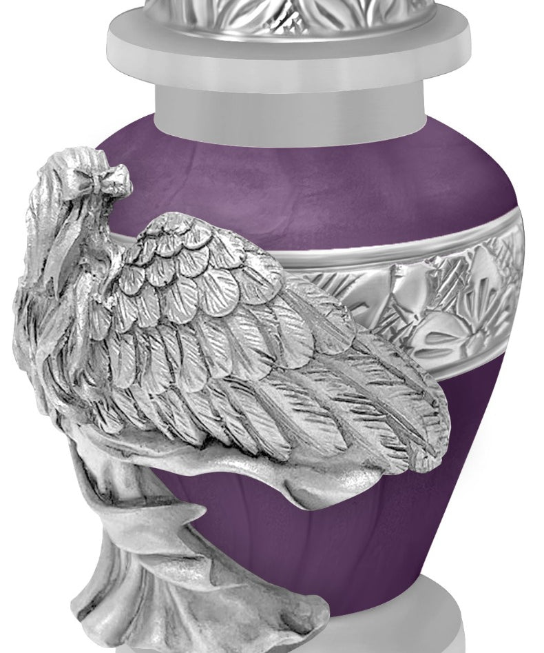 Wings of an Angel Purple Keepsake Urn - Engraving Option 