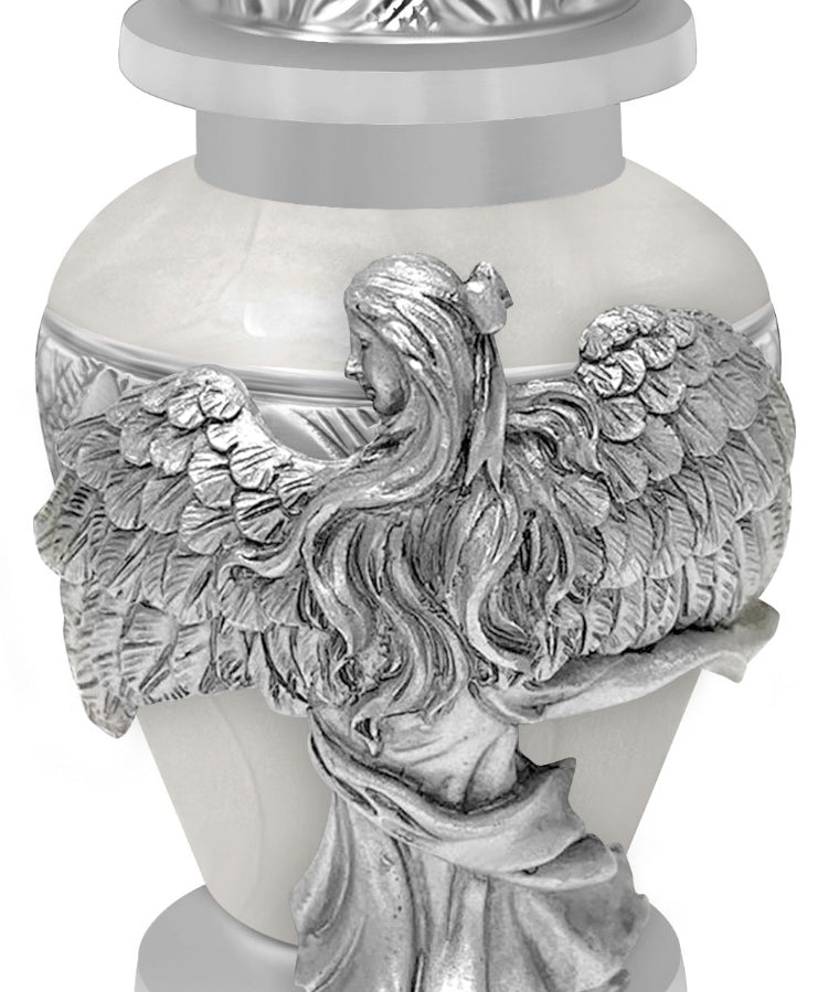 Wings of an Angel White Keepsake Urn - Engraving Option 