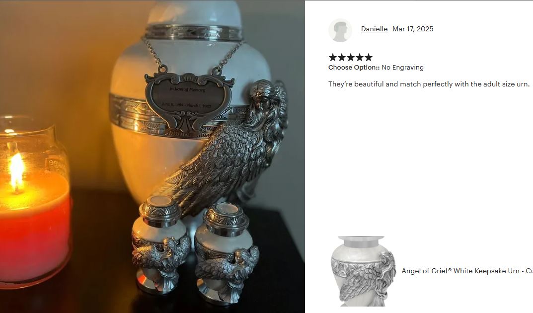 Wings of an Angel White Keepsake Urn - Engraving Option 