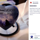 Winter Wolf Moon Heart Keepsake Urn - Stand Option