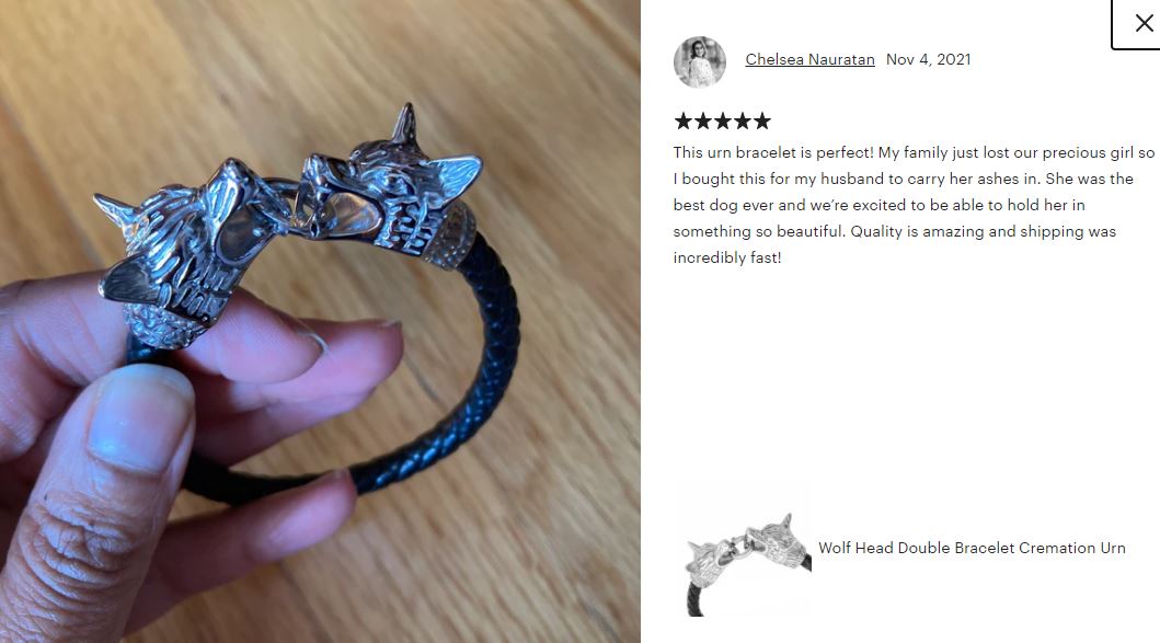 Wolf Head Double Bracelet Cremation Urn