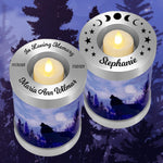 Winter Wolf Candle Cremation Urn - Engraving Available - LED Candle Included
