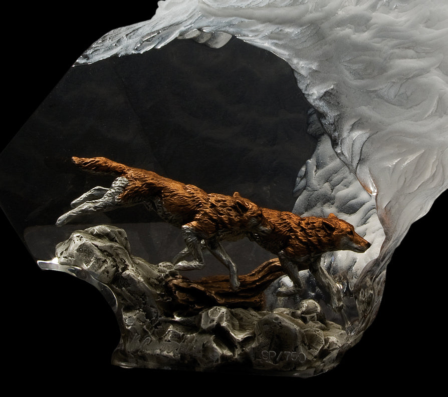 Romance of Wolves Lucite Art Cremation Urn
