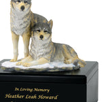 Gray Wolves Art & Wood Cremation Urn