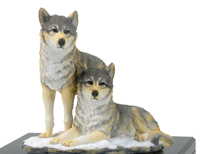 Gray Wolves Art & Wood Cremation Urn