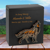 Owl, Wolf, Eagle, Dragon, Ocean, Horses, Bear, Whale Wood Art Cremation Adult Urn - Handmade Adult Wood Urns