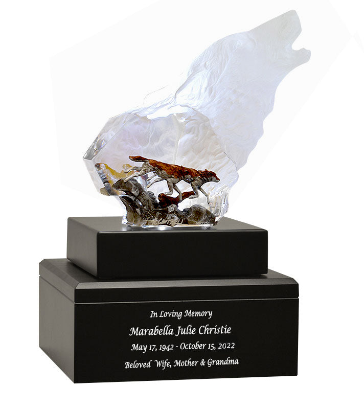 Romance of Wolves Lucite Art Cremation Urn