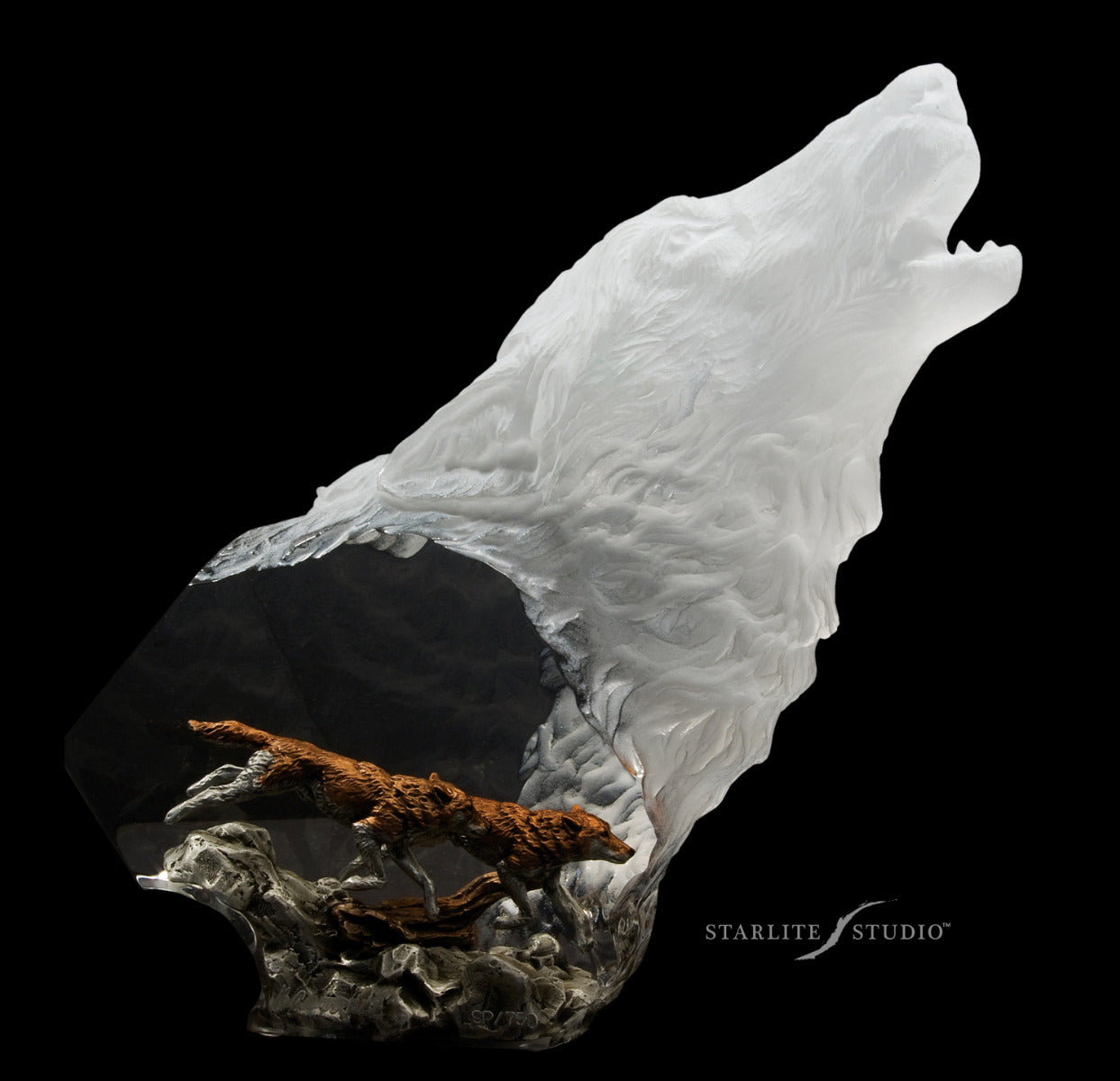 Romance of Wolves Lucite Art Cremation Urn