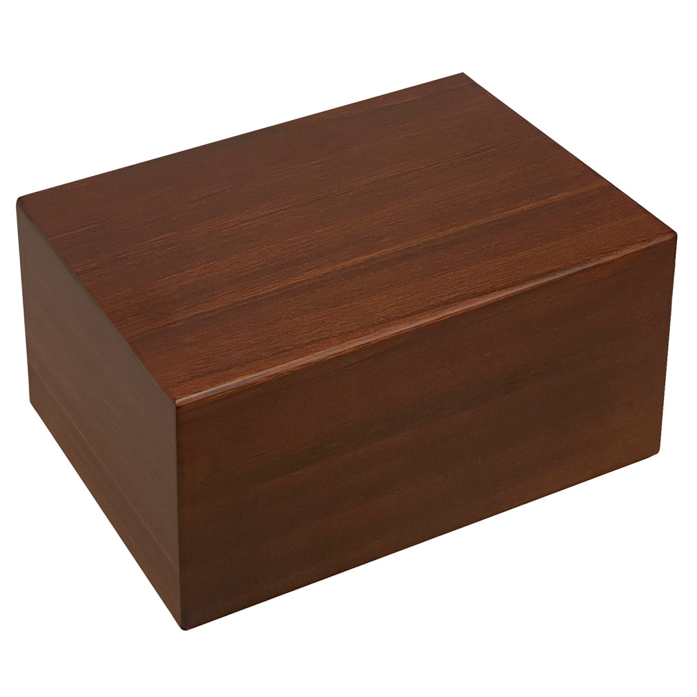 Pet Wood Memorial Urn & Crystal Rectangle Set - Dog or Cat Cremation Crystal Urn