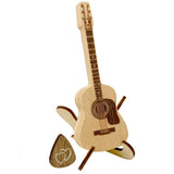 Acoustic Guitar Keepsake Urn & Stand - Bonus Heart Guitar Pick - Engraving Option
