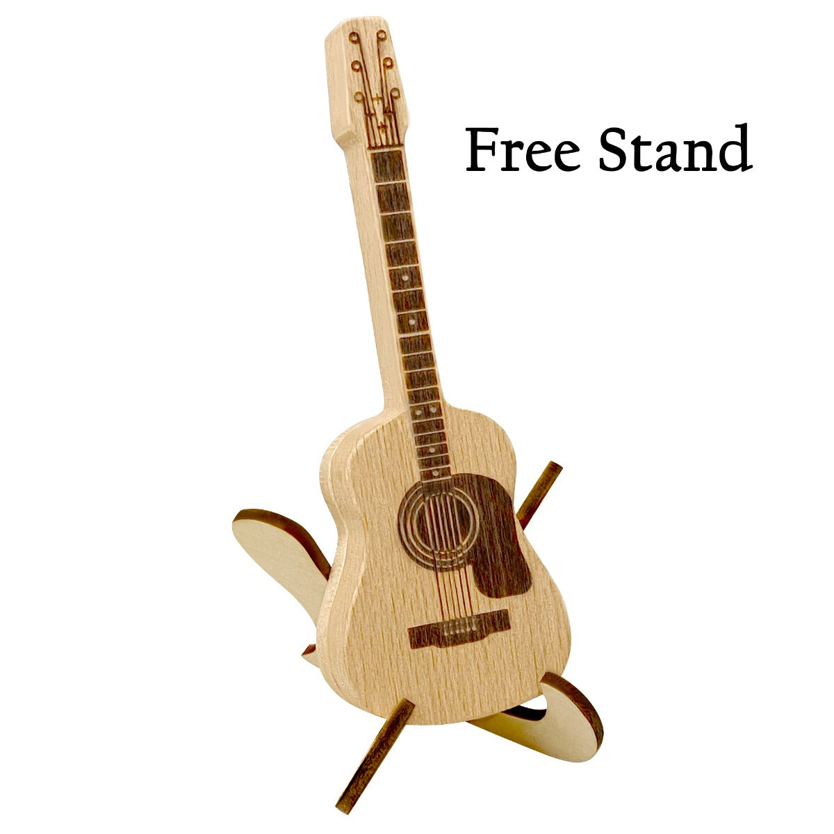 Acoustic Guitar Keepsake Urn & Stand - Bonus Heart Guitar Pick - Engraving Option