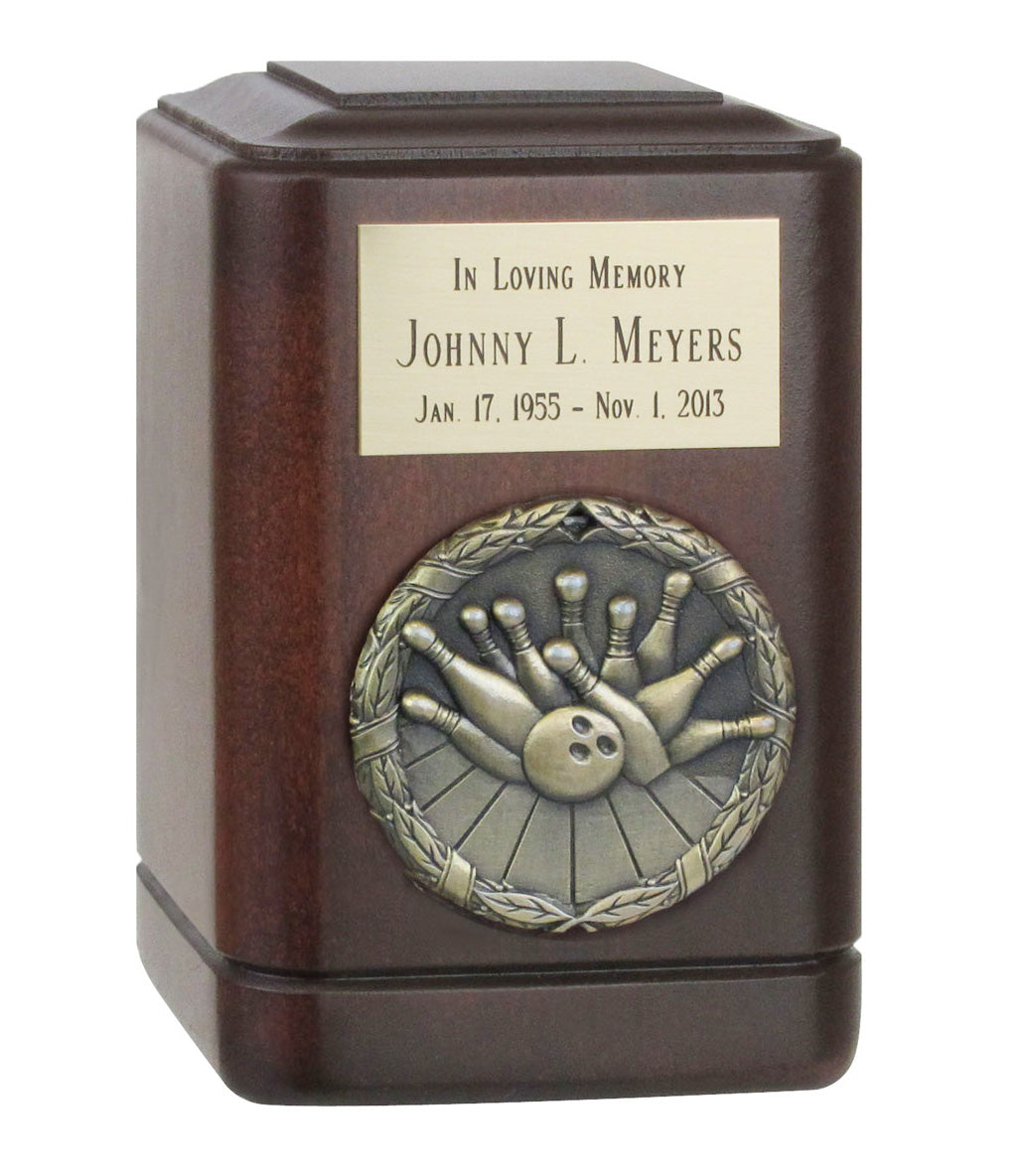 Bowling Strike Wood Keepsake Urn