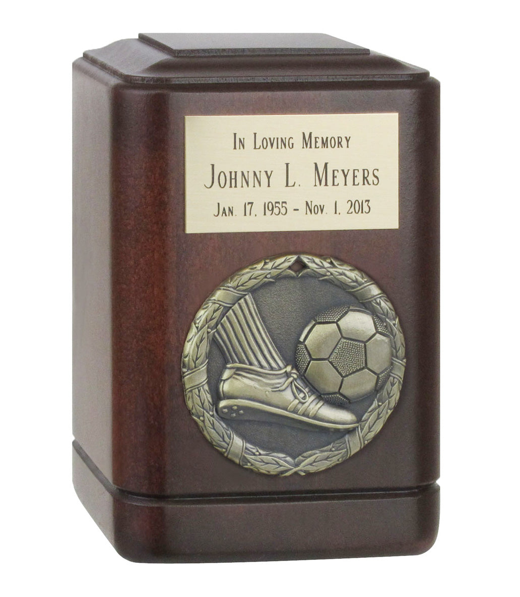 Soccer Kick Wood Keepsake Urn