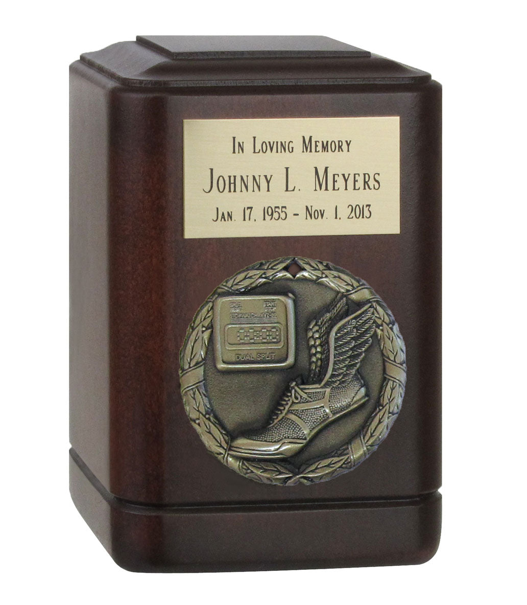 Running & Track Wood Keepsake Urn