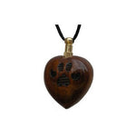 Wooden Heart & Paws Cremation Necklace Urn