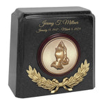Wreath of Praying Hands Granite Cremation Urn - Choose White or Gray