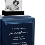 3D Rectangle Crystal Blue Monarch Granite Extra Large Adult Urn