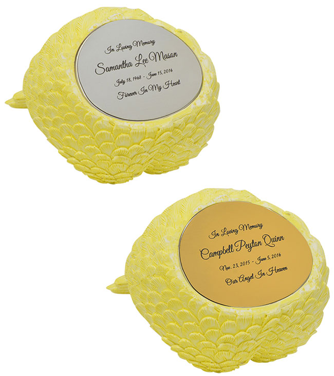 Yellow Angel Wings Keepsake Urn
