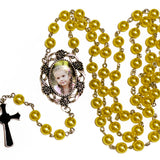 Yellow Large Photo Rosary Necklace Urn