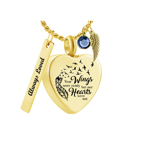 Your Wings Were Ready Gold Ash Urn - Love Charms™ Option