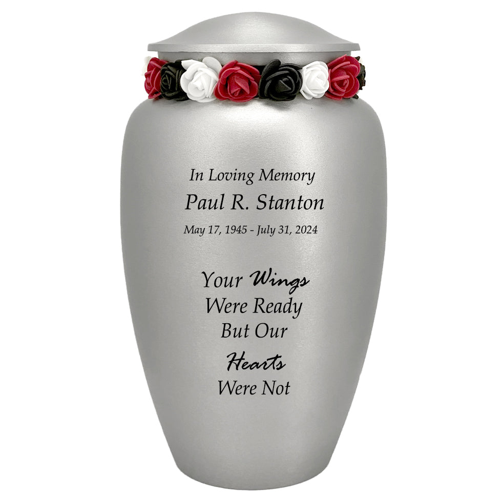 Your Wings Were Ready Pewter Adult Cremation Urn - Tribute Wreath™ - Pro Personalization - Burial Vault Option