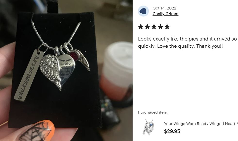 Your Wings Were Ready Winged Heart Ash Urn - Love Charms™ Option