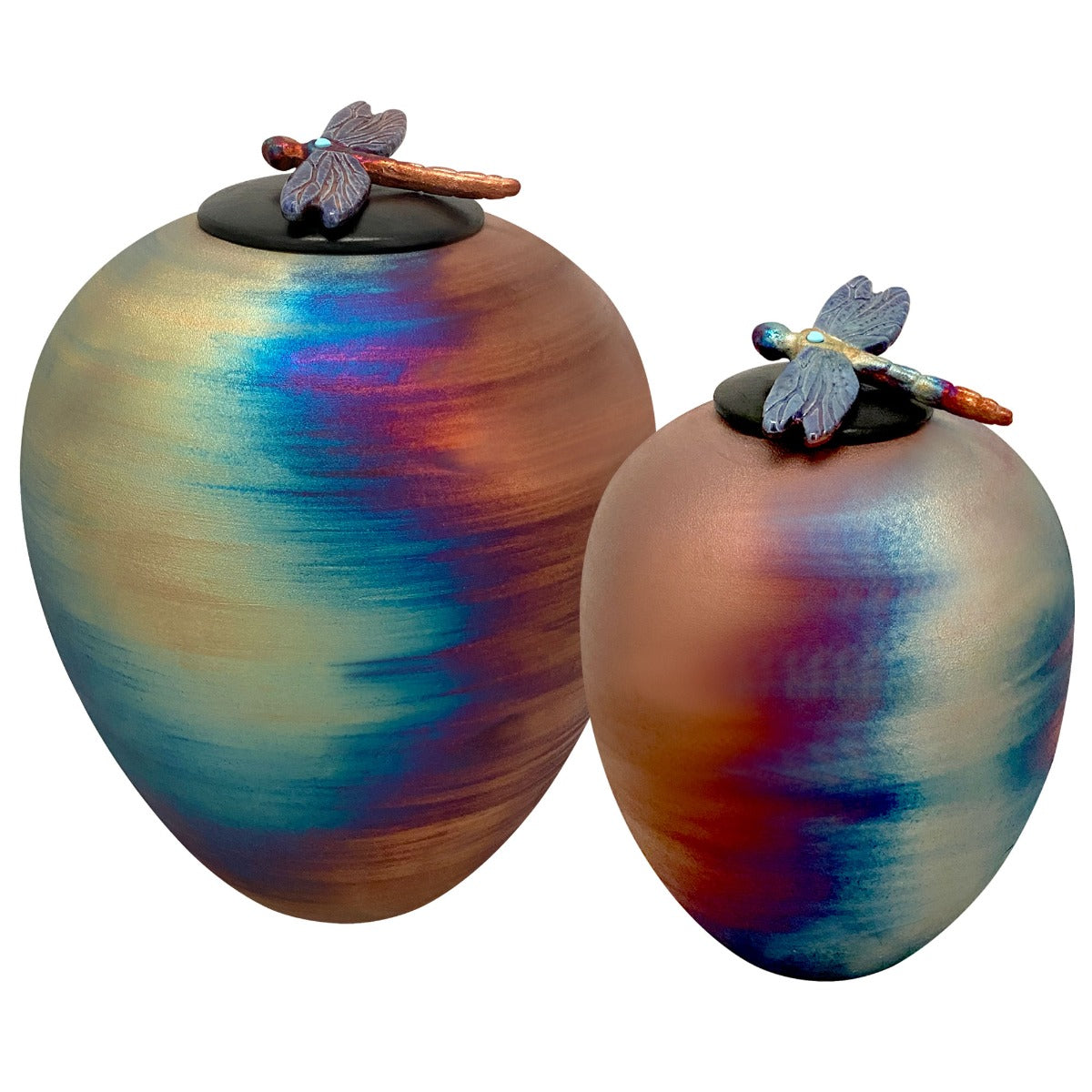 Dragonfly Raku Cremation Adult or Medium Urn - Engraving Personalization Option